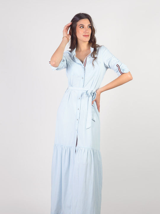 CASSIA - VESTIDO LARGO DEMIN CAMISERO