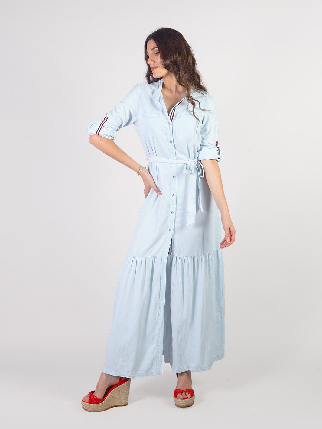 CASSIA - VESTIDO LARGO DEMIN CAMISERO