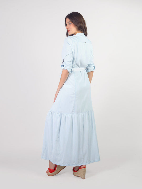 CASSIA - VESTIDO LARGO DEMIN CAMISERO