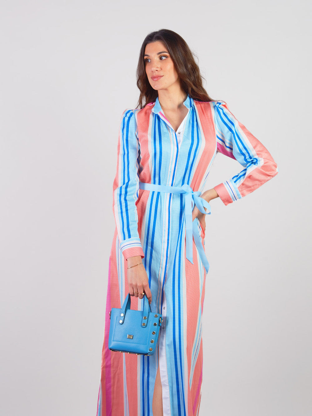 CHIAVARI - STRIPED PRINT SHIRT DRESS