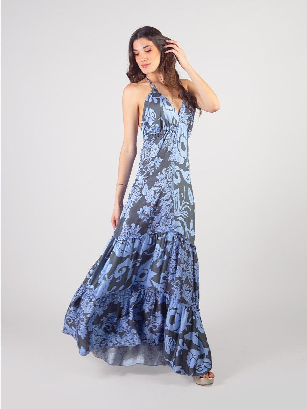 VALERIA - LONG DRESS WITH FLORAL PRINT