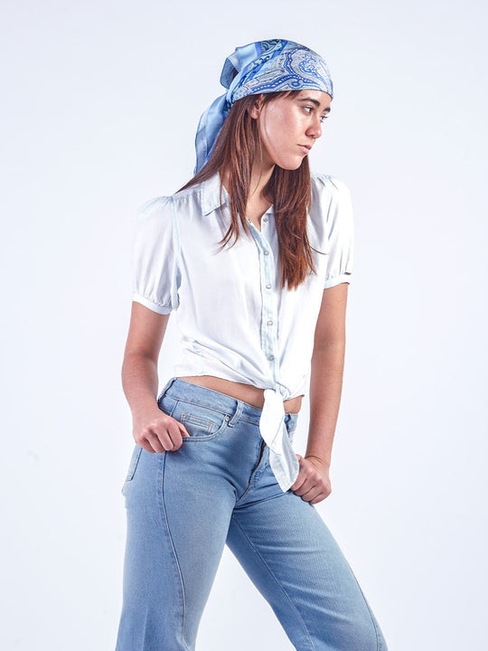ASHLEY - BLUSA DENIM MANGA AL CODO