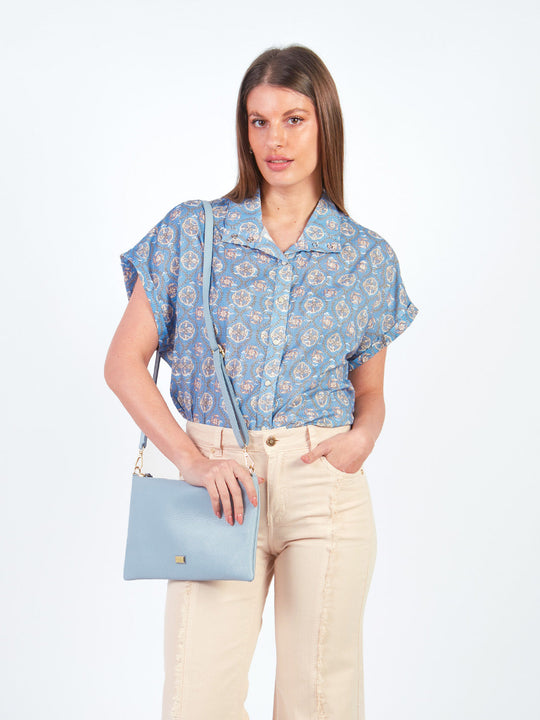 TINA - BLUSA MANGA CORTA CON CUELLO CAMISERO