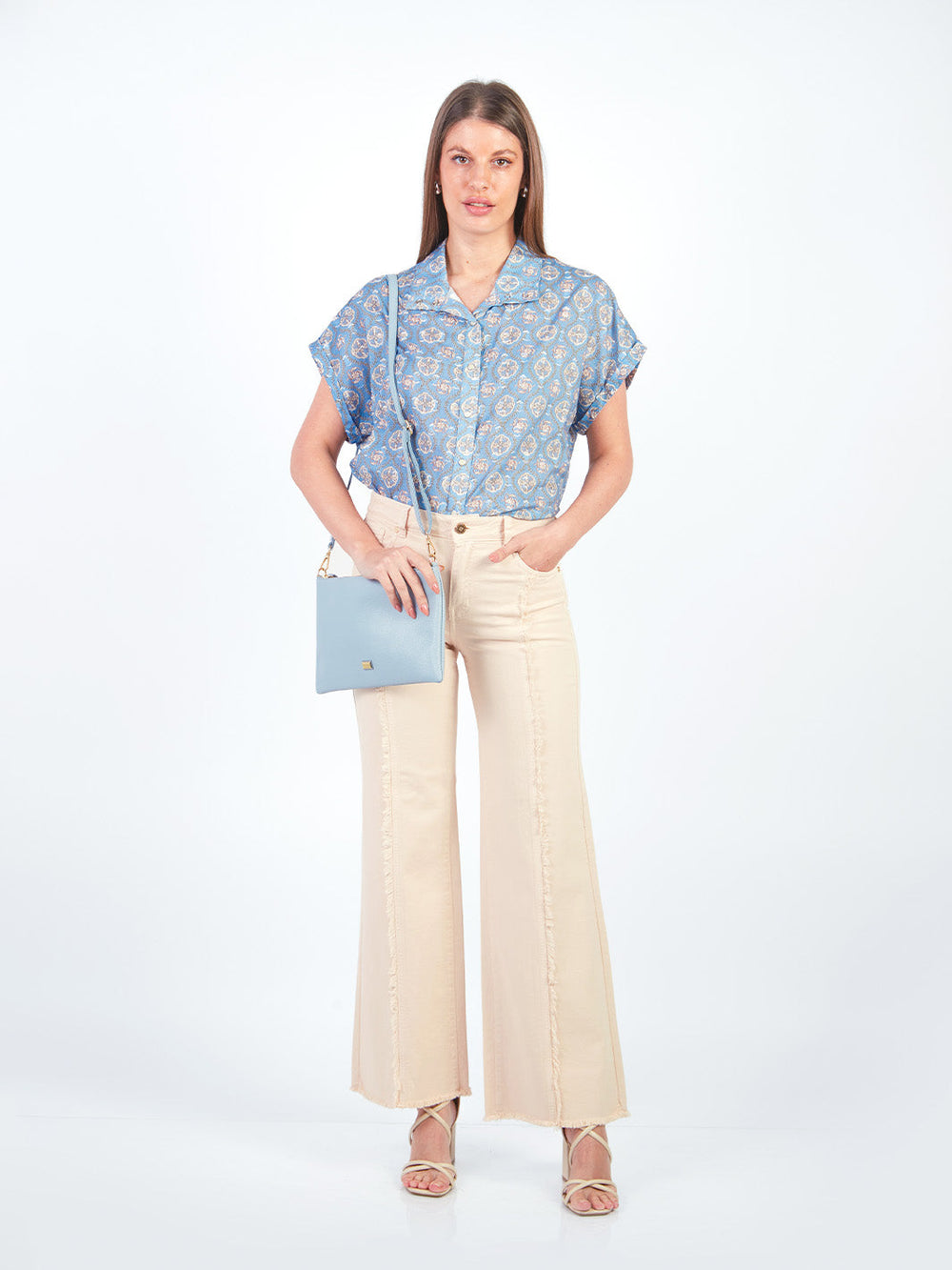 TINA - BLUSA MANGA CORTA CON CUELLO CAMISERO