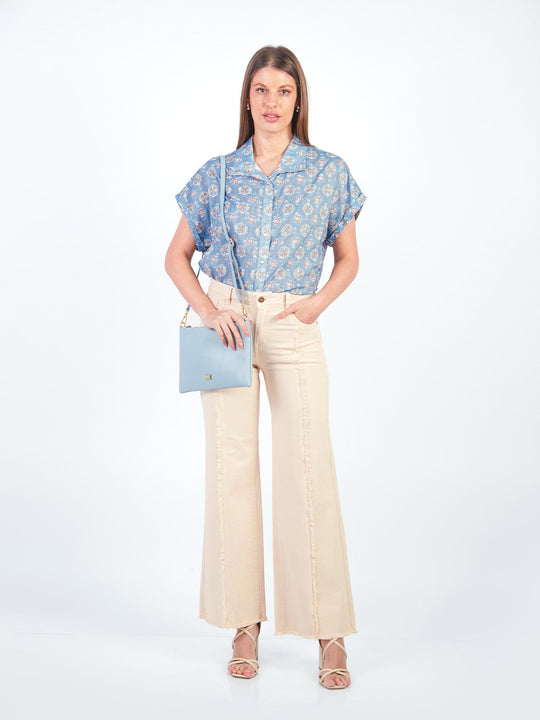 TINA - BLUSA MANGA CORTA CON CUELLO CAMISERO