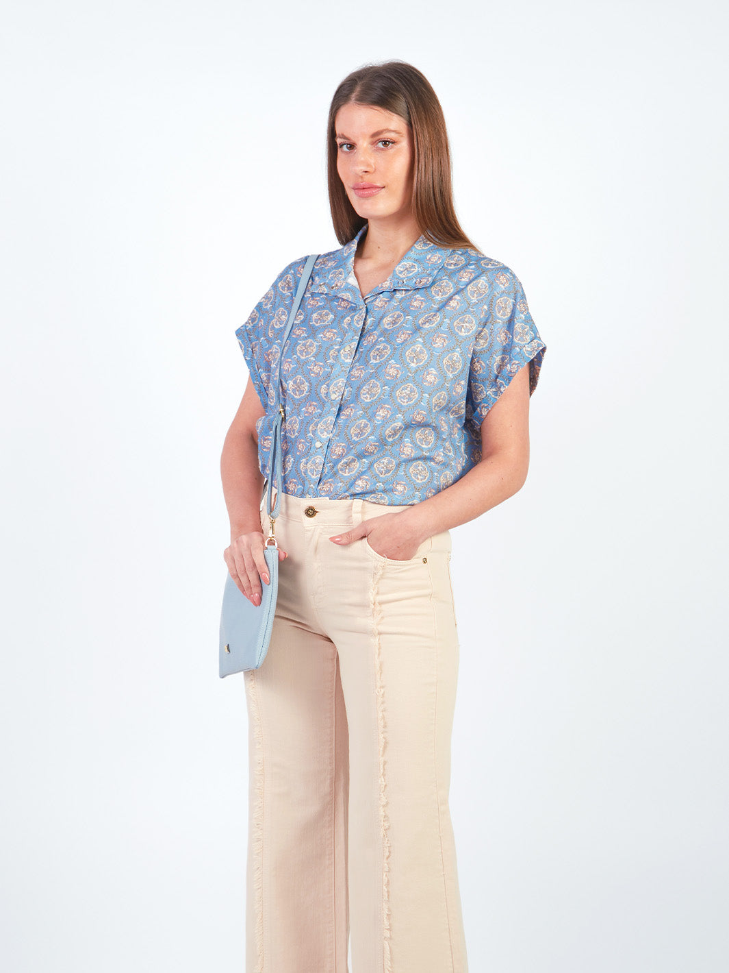 TINA - BLUSA MANGA CORTA CON CUELLO CAMISERO