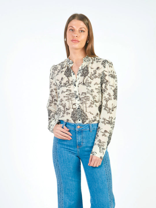 BERENICE - BLUSA MANGA LARGA CON ESTAMPADO DE ÁRBOLES