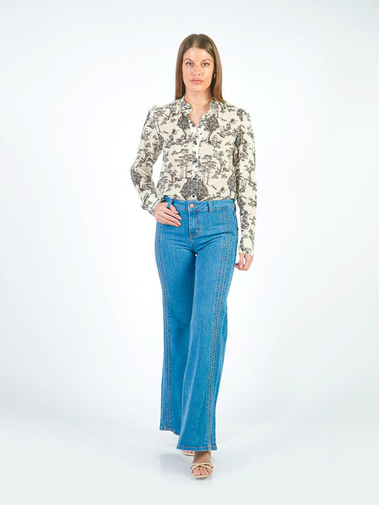 BERENICE - BLUSA MANGA LARGA CON ESTAMPADO DE ÁRBOLES