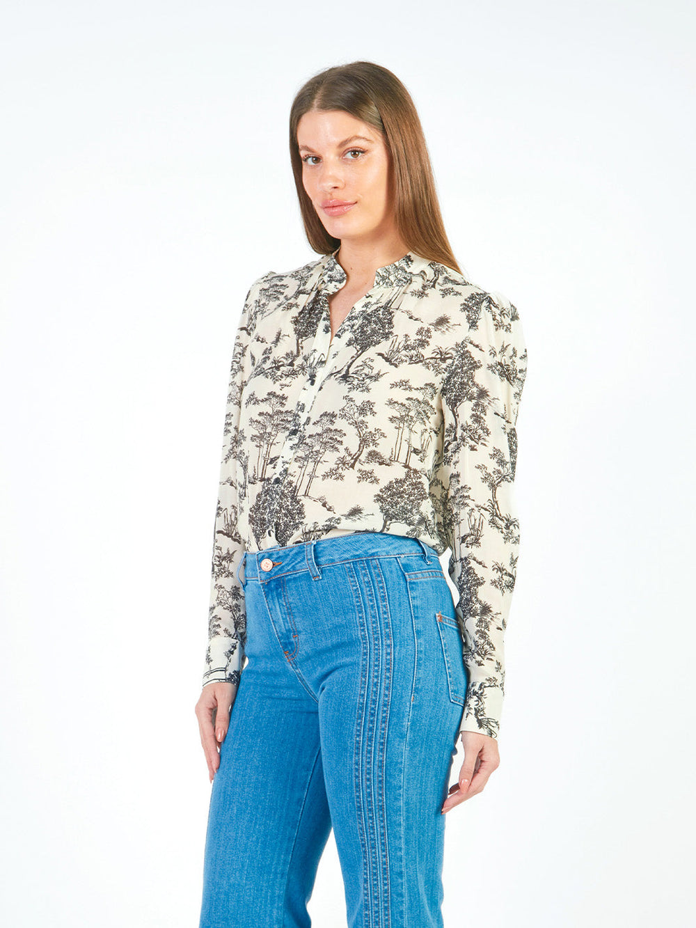 BERENICE - BLUSA MANGA LARGA CON ESTAMPADO DE ÁRBOLES