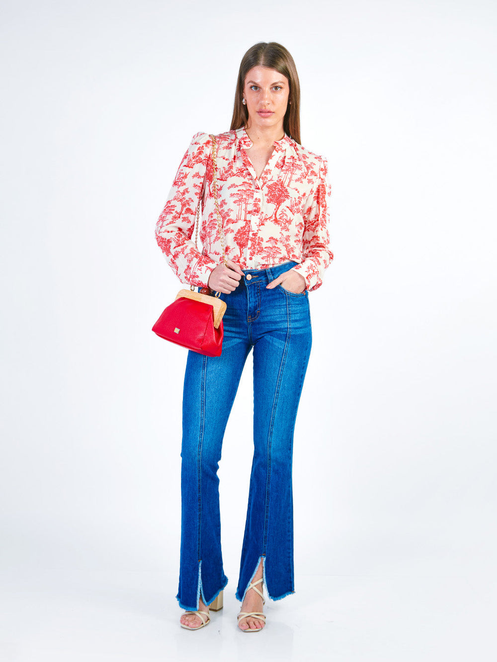 BERENICE - BLUSA MANGA LARGA CON ESTAMPADO DE ÁRBOLES