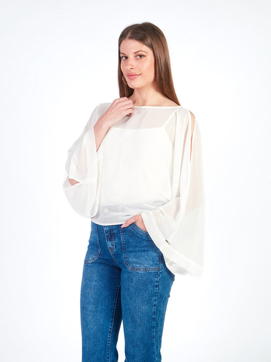 GRACE - BLUSA MANGA LARGA CON ESCOTE OJAL