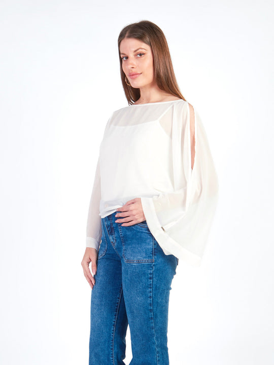 GRACE - BLUSA MANGA LARGA CON ESCOTE OJAL
