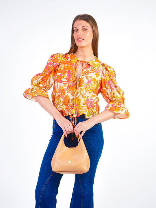 CASSANDRA - BLUSA MANGA AL CODO CUELLO NERÚ