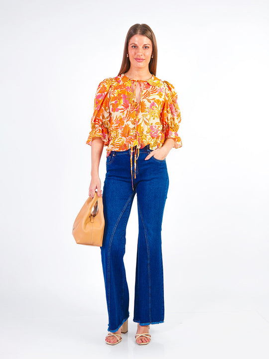 CASSANDRA - BLUSA MANGA AL CODO CUELLO NERÚ