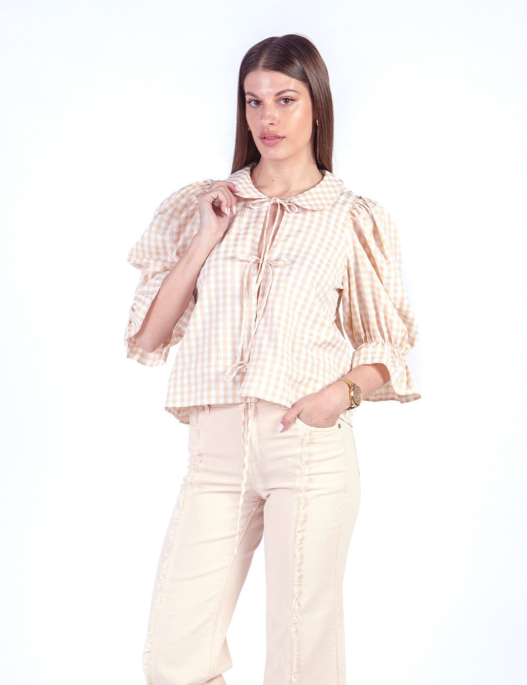 EVA - BLUSA MANGA 3/4 BEIGE