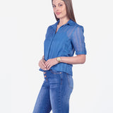 BELLA - BLUSA MANGA CORTA ACERO