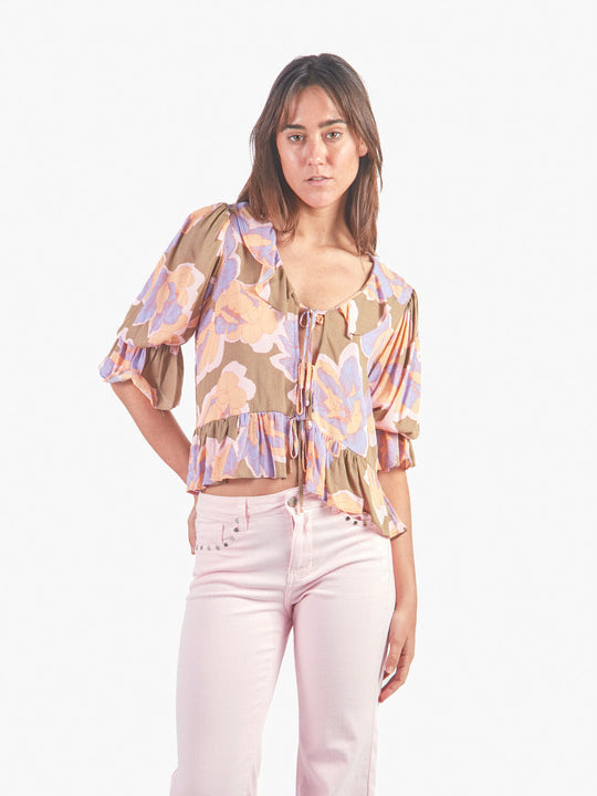 JULIA - BLUSA MANGA 3/4 CON ESCOTE EN V