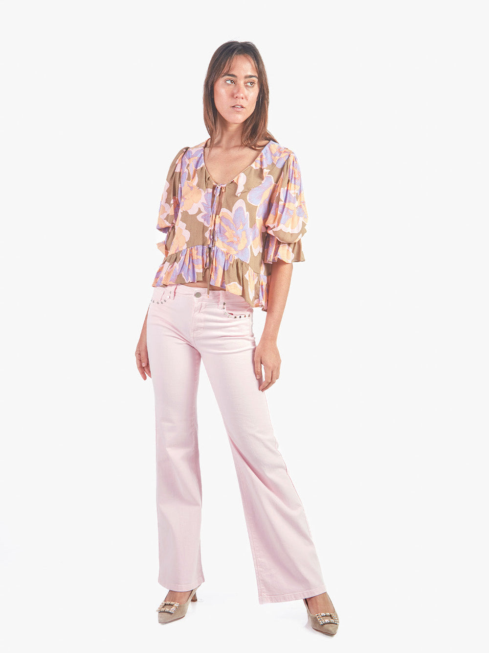 JULIA - BLUSA MANGA 3/4 CON ESCOTE EN V