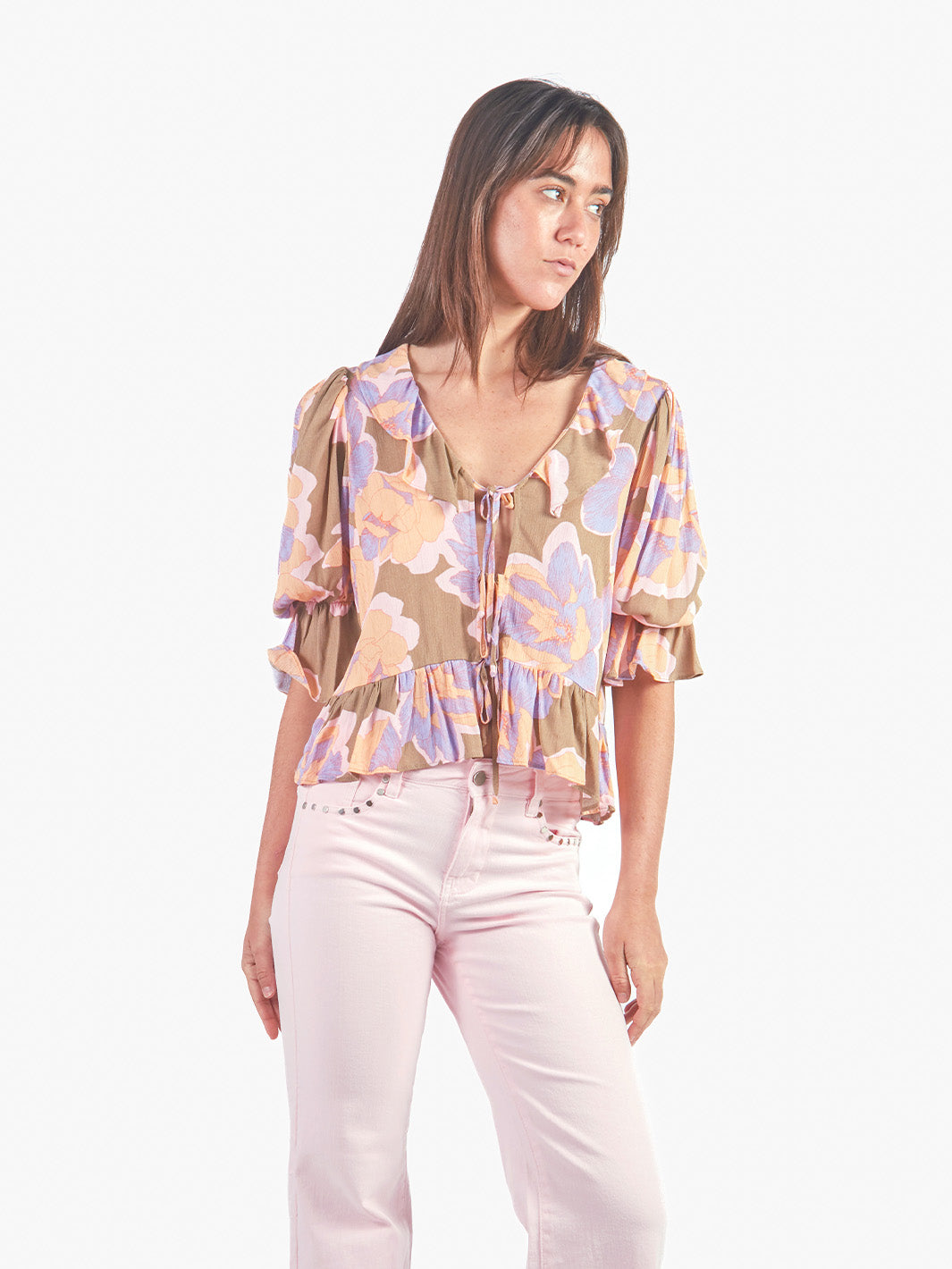 JULIA - BLUSA MANGA 3/4 CON ESCOTE EN V