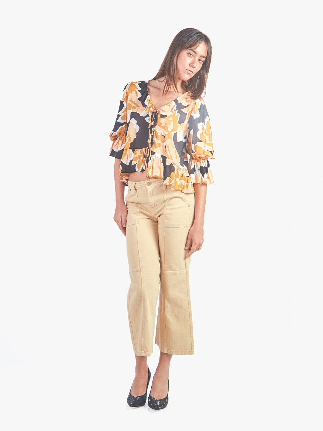 JULIA - BLUSA MANGA 3/4 CON ESCOTE EN V