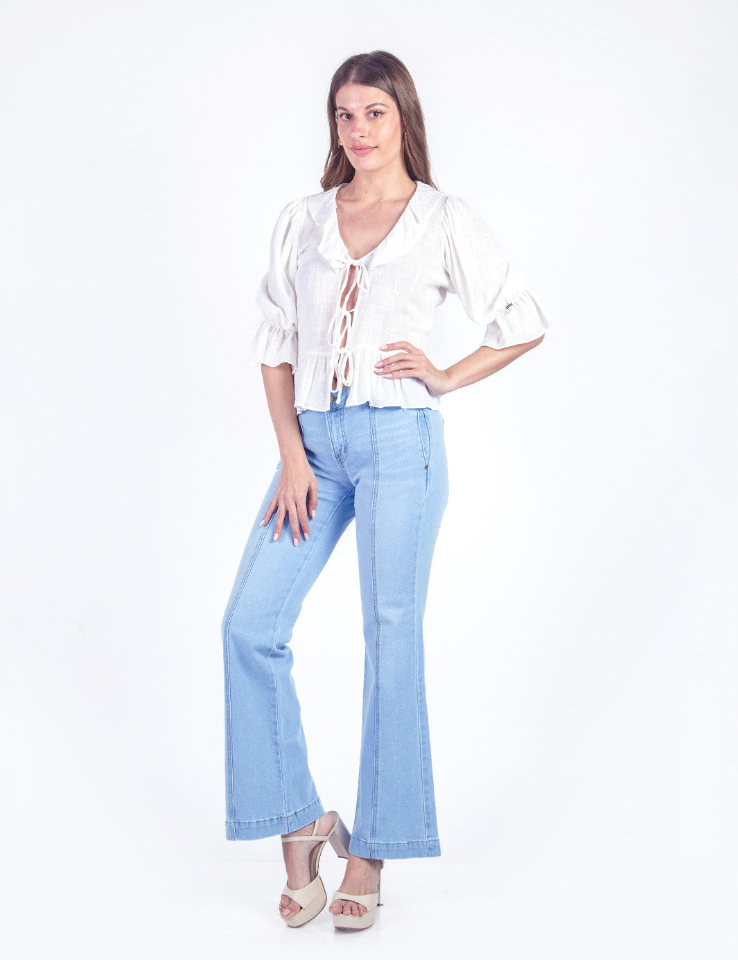 LIZZY - BLUSA MANGA 3/4 HUESO