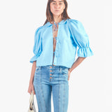 GISE - BLUSA MANGA 3/4 CELESTE