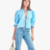 GISE - BLUSA MANGA 3/4 CELESTE