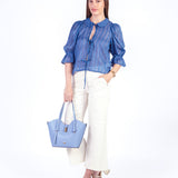 MILA - BLUSA MANGA 3/4 ACERO