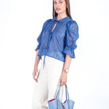 MILA - BLUSA MANGA 3/4 ACERO