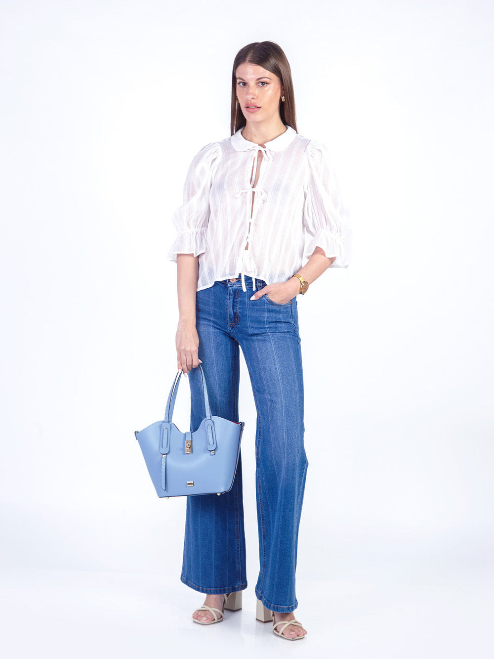 MILA - BLUSA MANGA 3/4 HUESO