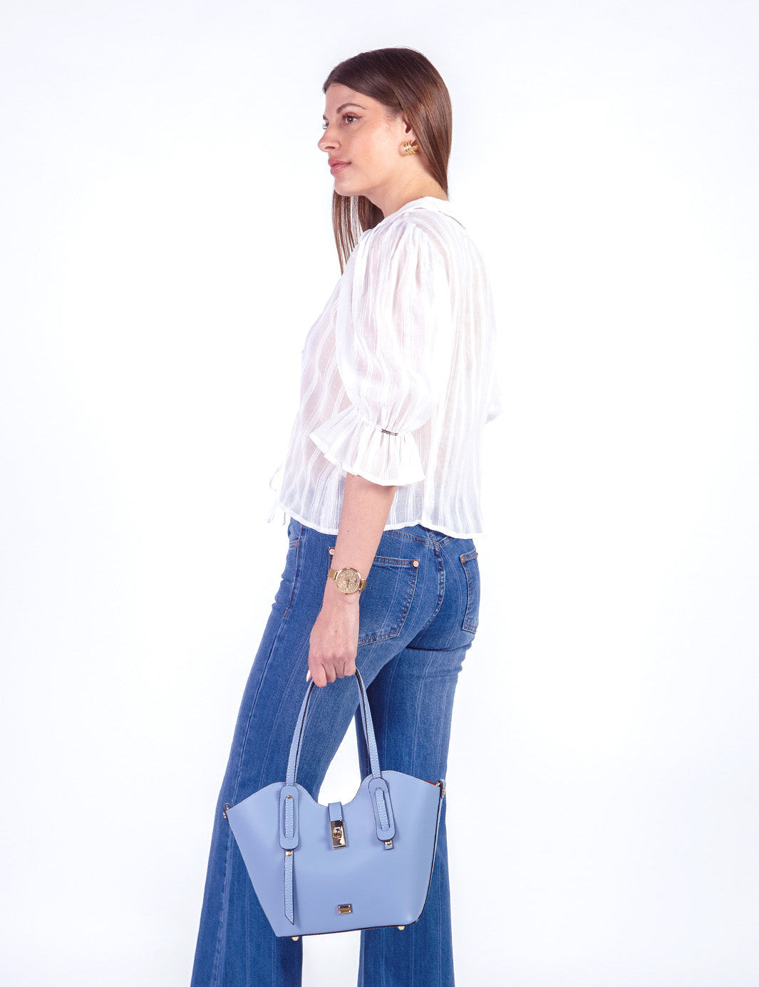 MILA - BLUSA MANGA 3/4 HUESO