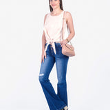 FABIOLA - BLUSA MANGA CERO CELESTE