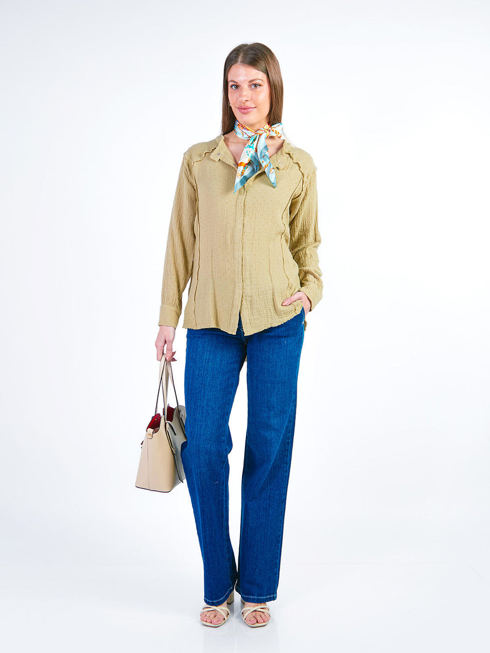 SUNNY - BLUSA MANGA LARGA CON ESCOTE REDONDO VERDE