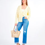 RACHEL - CARDIGAN TEJIDO CON ESCOTE EN V AMARILLO