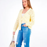 RACHEL - CARDIGAN TEJIDO CON ESCOTE EN V AMARILLO