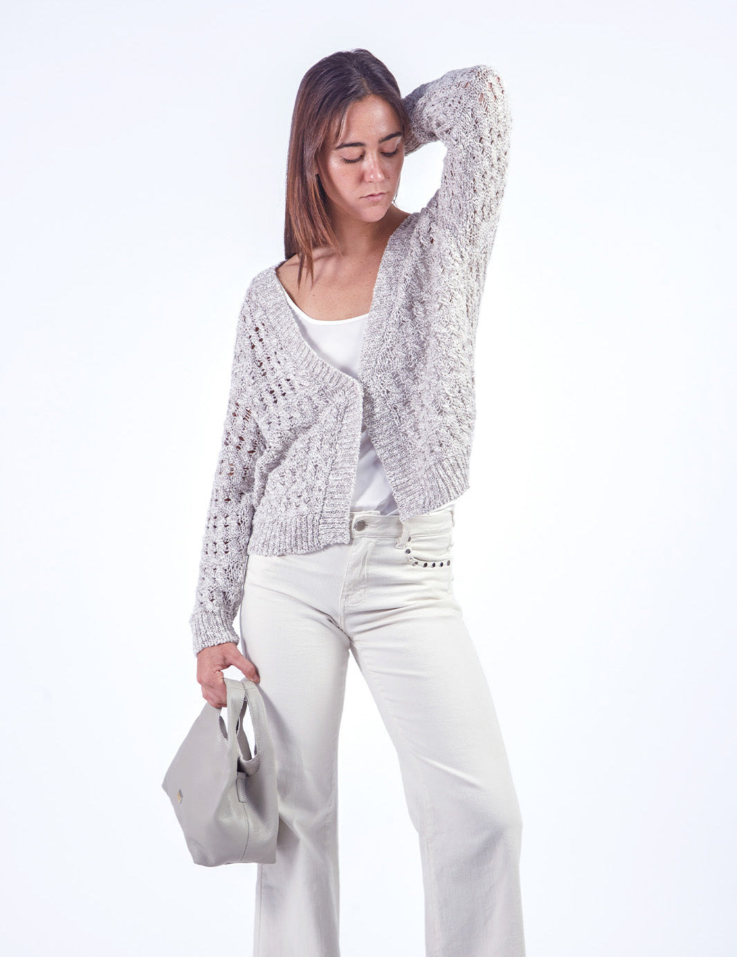 RACHEL - CARDIGAN TEJIDO CON ESCOTE EN V GRIS