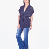 LEAH - CARDIGAN TEJIDO ESTILO KIMONO AZUL