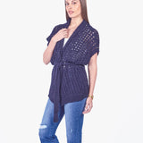 LEAH - CARDIGAN TEJIDO ESTILO KIMONO AZUL