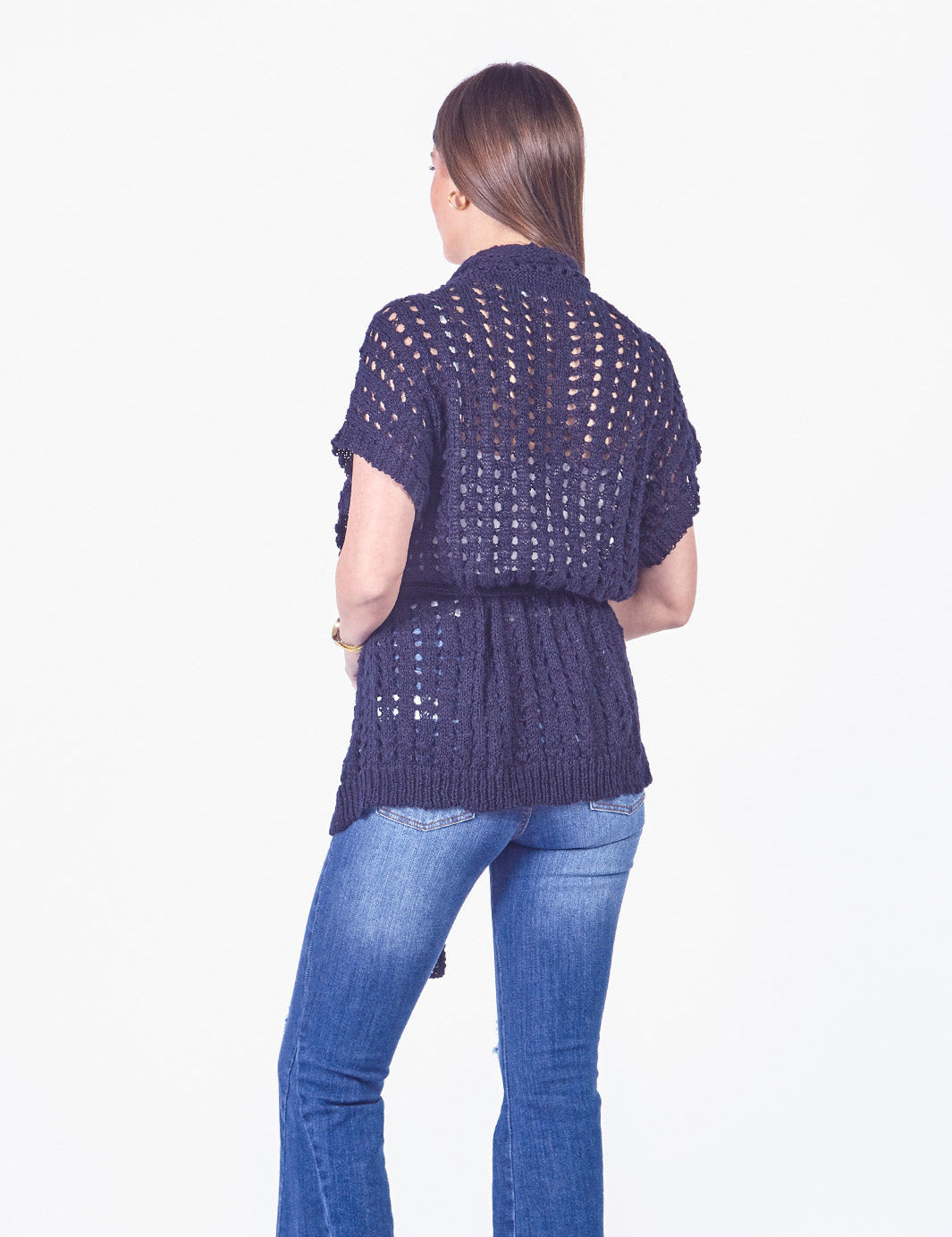 LEAH - CARDIGAN TEJIDO ESTILO KIMONO AZUL