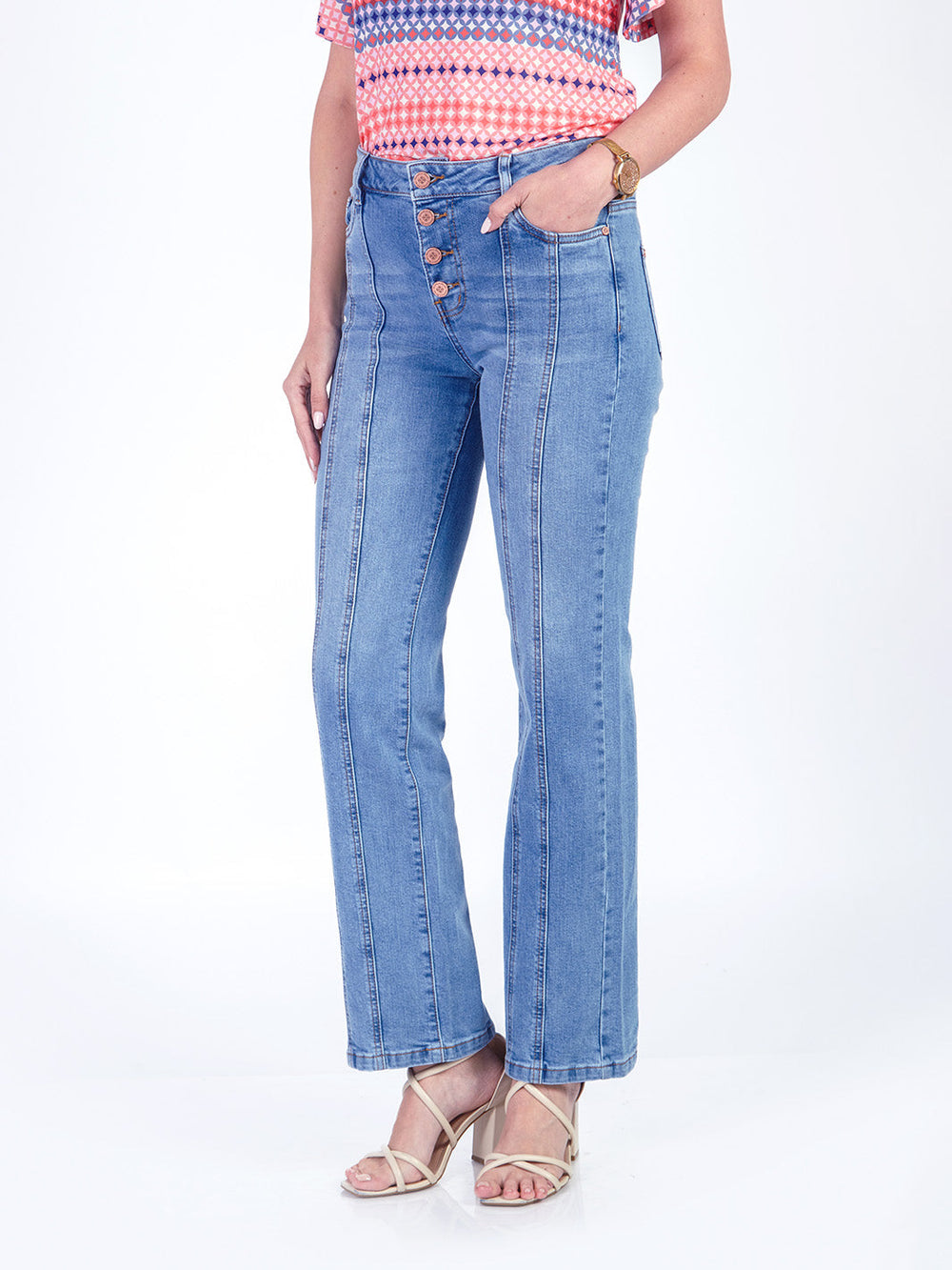 DELFINA - PANTALÓN DENIM CORTE RECTO