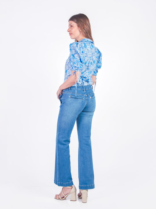 KATE - PANTALÓN DENIM SEMI PALAZZO