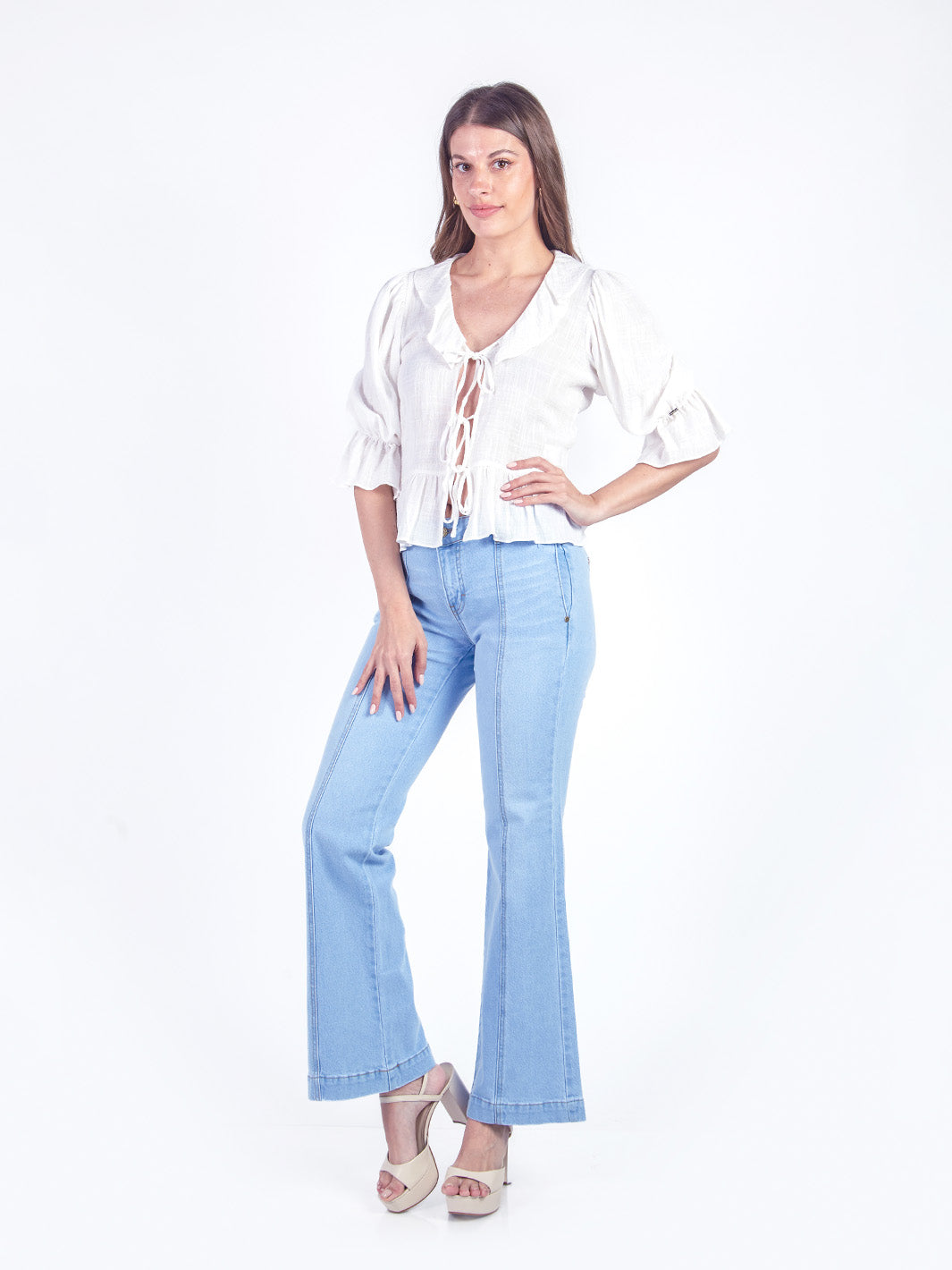KATE - PANTALÓN DENIM SEMI PALAZZO
