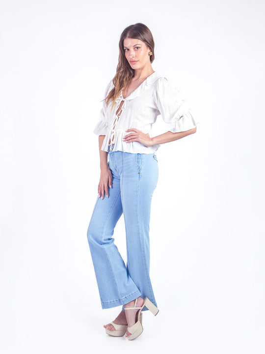 KATE - PANTALÓN DENIM SEMI PALAZZO