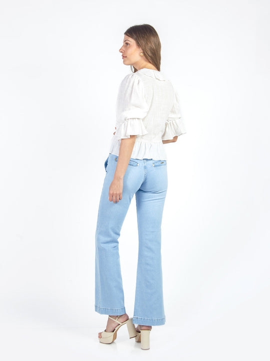 KATE - PANTALÓN DENIM SEMI PALAZZO