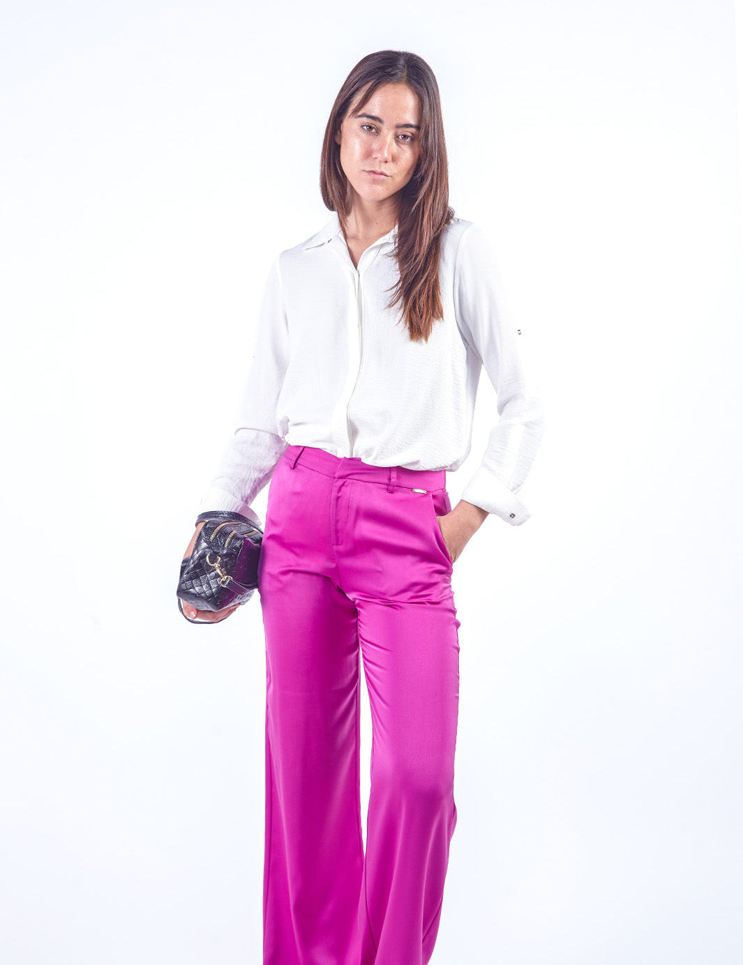 MAYRA - PANTALÓN CORTE RECTO MORADO