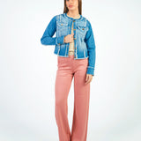 ADELA - PANTALÓN CORTE RECTO PALO ROSA