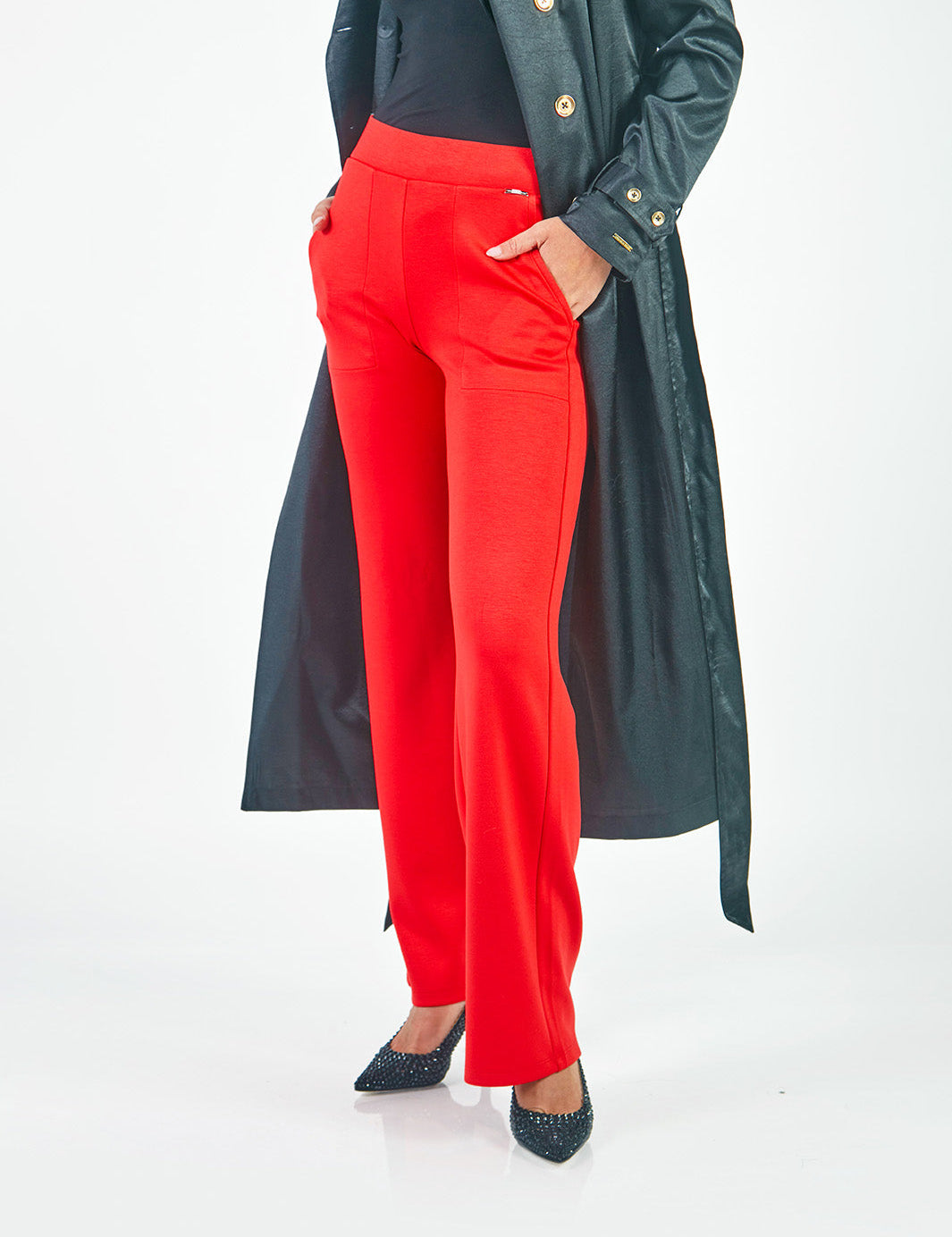 ADELA - PANTALÓN CORTE RECTO ROJO