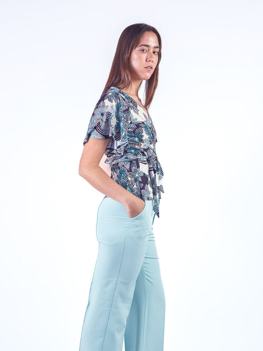 SANDRA - POLO MANGA AL CODO CON ESCOTE EN V