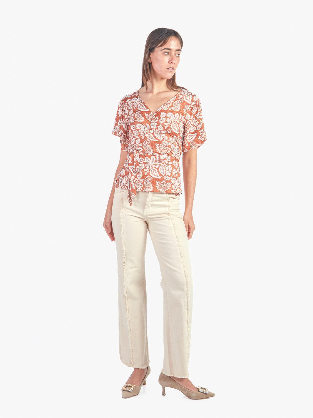 AMBER - POLO MANGA AL CODO CON ESCOTE EN V