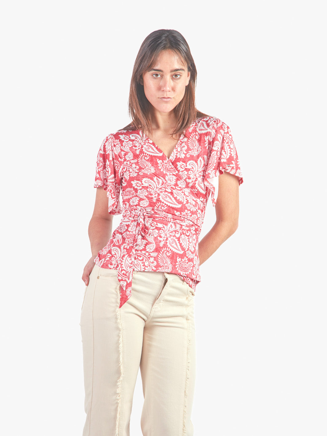 AMBER - POLO MANGA AL CODO CON ESCOTE EN V